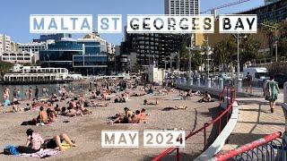 Malta St Goerges Bay Beach And Premenade Walk - May 2024