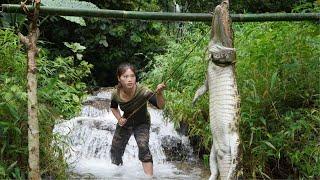 Crocodile surprise attack skills trap making cooking survival alone