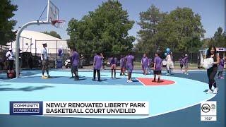 Salt Lake City and Utah Jazz unveil renovated basketball court at Liberty Park