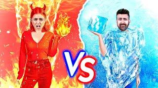 چالش غذای یخی و غذای داغ  ice vs hot food challenge