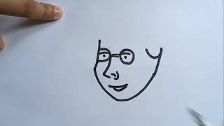 How to draw  a boy from letters boy  easy drawing  M P Drawing tutorial paintings