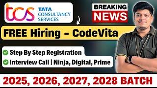 TCS FREE Hiring - Codevita Announced  Off Campus Drive 2025 2026 2027 2028 BATCH  Reg Process