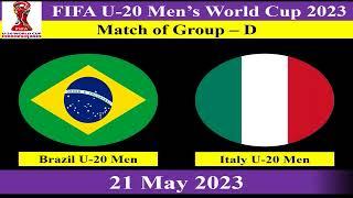 Brazil U-20 Men vs Italy U-20 Men - Football Match - FIFA U-20 Mens World Cup 2023