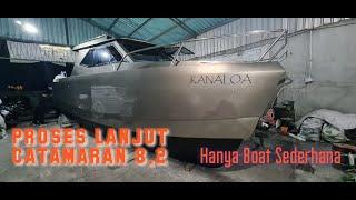 Proses Lanjutan Finishing Pembuatan Fiberglass Catamaran 8.2 meter @javaneseboatsurabaya