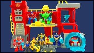 Transformers Rescue Bots Griffin Rock Firehouse Headquarters Bumblebee Optimus Prime Heatwave Figure