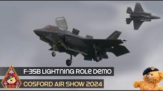 IT’S COOL TO HOVER F-35B LIGHTNING ROLE DEMO • ROYAL NAVY PILOT DEMO AT COSFORD AIRSHOW 2024 #f35