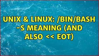 Unix & Linux binbash -s meaning and also ＜＜ EOT
