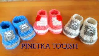 Kryuchokda pinetka to‘qishВязать пинетки крючкомCrochet baby booties