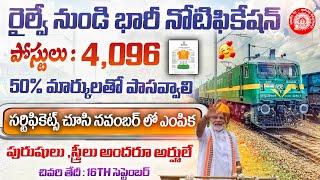 4096 పోస్టులకు రైల్వే బంపర్ నోటిఫికేషన్  RRC NR Recruitment 2024  Railway Jobs 2024  Job Search