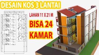 DESAIN KOS KOSAN 3X4  3 Lantai  Kamar Mandi Dalam Dapur & Jemuran