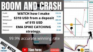EMA spike catching strategy Boom and Crash 999% accurate Real Account Trades..MUST WATCH