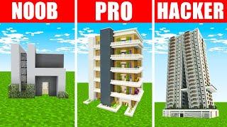 Minecraft NOOB vs. PRO vs. HACKER  LUXURY APARTMENT BUILD CHALLENGE in Minecraft
