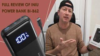 INIU Power Bank BI-B62 Review And Capacity Test 20000mAh 65W USB-C PD QC Fast Charge With Stand