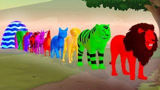 Paint & Animals Lion Tiger Cow Gorilla Elephant Fountain Crossing Transformation Animal Game  GTA 5