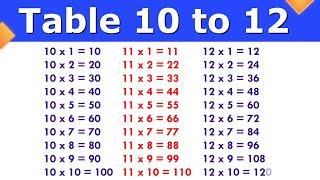 10 se lekar 12 Tak pahada  Table Of 10 To 12  10 to 12 Table  Multipliction table 10 to 12