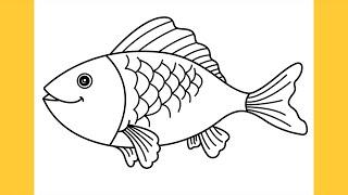 How to Draw a FISH Machli Ka Chitra  Easy Fish Drawing Tutorial Step by Step