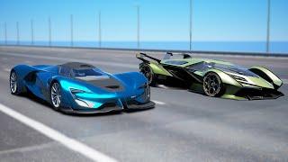 20000HP Dodge SRT Tomahawk vs 10000HP Lamborghini Vision GT  DRAG & TRACK RACE