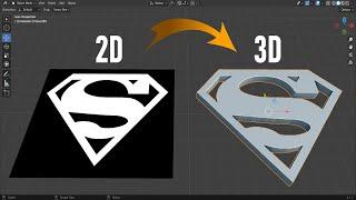 Blender Tutorial - Turn Any 2D Logo to 3D Model - Quick & Easy Superman Edition