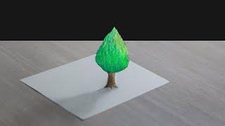 How to draw 3d tree on paper