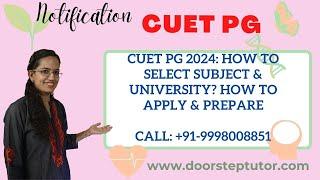 CUET PG Notification 2024 How to Select the Subject Courses in Various Universities  #cuetpg2024
