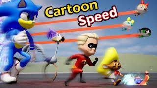 Cartoon speed Comparison  Famous Cartoon Characters running Speed Comparison in 3D