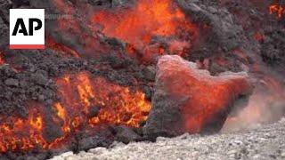 Lava is slowly advancing towards coastal town of Grindavik Iceland