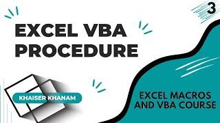 Creating Procedures   Microsoft Excel Macros and VBA Course