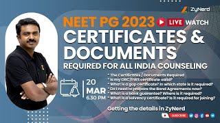 Certificates & Documents Required for All India Counseling   NEET PG 2023  #zynerd