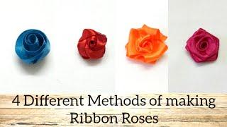 Ribbon flowers part -1 4 Different Methods of Making Ribbon Roses