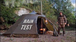 Rainy Solo Overnight in a Massive Hot Tent