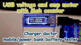 USB amp and volt meter with mah counter review Charger doctor