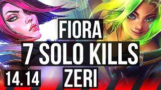 FIORA vs ZERI TOP  7 solo kills Legendary 1334 600+ games  EUW Master  14.14