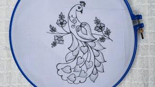 Beautiful peacock embroidery l Hand embroidery design of a bird l Embroidery world l Sewing art