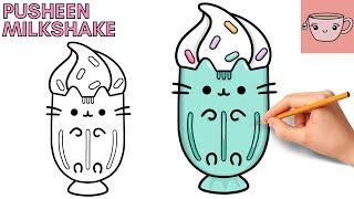 How To Draw Pusheen Cat - Milkshake  Cute Easy Step By Step Drawing Tutorial