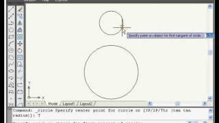 AutoCAD Tutorial - Circle Command 3 Point 2 Point Tan Tan Radius Tangent Circles