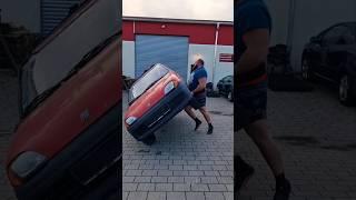 destroy a car in strongman style. #destroy #car #strongman #style