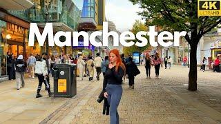 Amazing walk Manchester city  city center. 4K