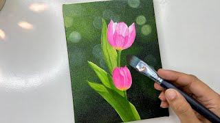 How to paint tulip flowers easy acrylic painting tutorial for beginners