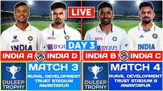 Duleep Trophy 2024 Day 3 Live India A vs India D Live  India B vs India C Live Scores & Commentary