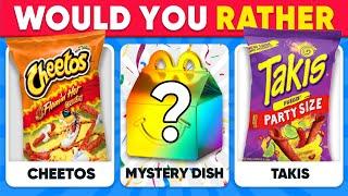 Would You Rather...? Snacks & Junk Food  MYSTERY Dish Edition  Daily Quiz