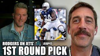 Aaron Rodgers reacts to the Jets drafting Olumuyiwa Fashanu  Pat McAfee Draft Spectacular