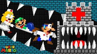 Mario and Peach Take Luigi to the Hospital Monster Maze  Game Animation