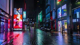 4K HDR 2AM Seoul Night Walk ️ Myeongdong and Euljiro Alley Umbrella Rain Sounds ASMR