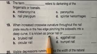 Cosmetology Written Exam Review Chapter 10 Nail Disorders & Diseases