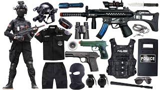 Special police weapon toy set unboxing M416 AK47 rifle sniper gun howitzer bomb gas mask