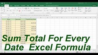 Sum Total Every Date Without Repetition Excel Formula