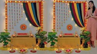 Ganesh Chaturthi festival backdrop decoration ideas for home ganpati festival decoration