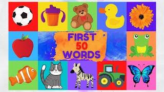 First 50 English Words for Toddlers  Learn English Vocabulary  video Flashcards for Kids