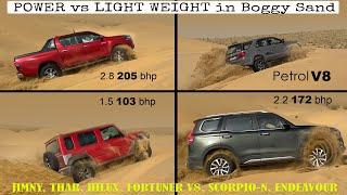 Fortuner V8 Jimny Thar Scorpio N Endeavour Offroading  Light weight vs Powerful heavyweights?