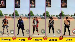 WUKONG VS KENTA VS TATSUYA VS SANTINO VS ORION DAMAGE TEST FREE FIRE  GARENA FREE FIRE